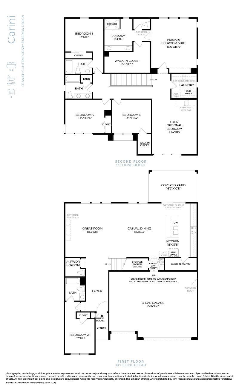 10429 Fiore Rosa Court  by Toll Brothers Floorplan - Skye Canyon, Las Vegas